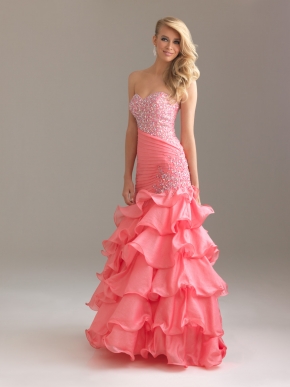 Pink Dress on Pink Mermaid Sweetheart Floor Length Zipper Prom Dresses With