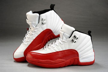 Air Jordan 12 White/Red Leather Women Shoes