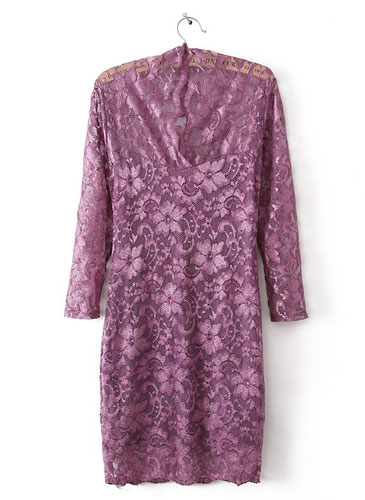 Purple Vintage Lace Fitted Dress Purple Vintage Lace Fitted Dress