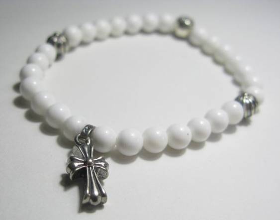 Cheap Hearts Bracelet 6mm Chrome Reviews:  Cross  Pendant White pendant cross bracelet Beads