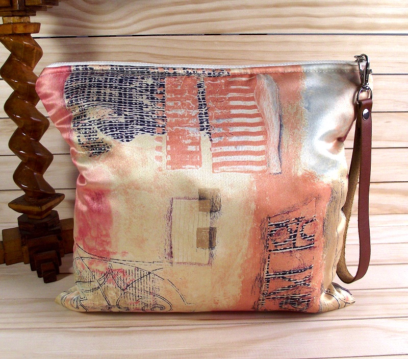 Wristlet Clutch with LEATHER STRAP Zipper Pouch StyleCaster