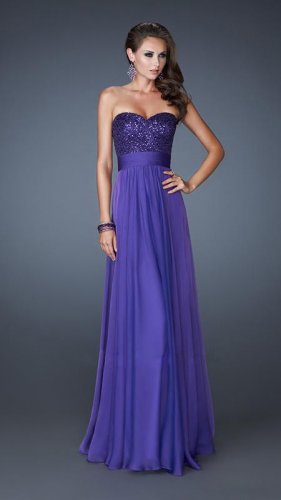 Gorgeous Purple Long Strapless Sparkly Prom Dress